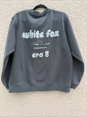 White Fox Boutique Men's Charcoal Gray Crewneck Sweatshirt with Chest Logo
